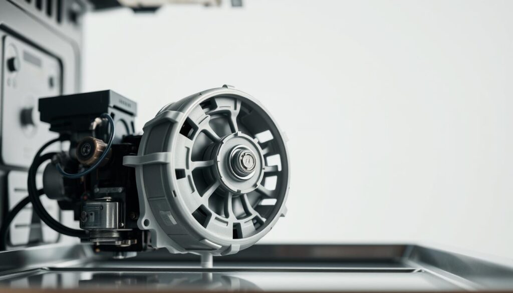 A close-up view of a modern dishwasher motor, its intricate components and inner workings visible. The motor is set against a clean, well-lit backdrop, allowing for clear examination of its structure and construction. The lighting is soft and diffused, creating subtle shadows that accentuate the motor's curves and angles. The image conveys a sense of technical precision and attention to detail, inviting the viewer to appreciate the engineering behind this essential household appliance component. A close-up view of a modern dishwasher motor, its intricate components and inner workings visible. The motor is set against a clean, well-lit backdrop, allowing for clear examination of its structure and construction. The lighting is soft and diffused, creating subtle shadows that accentuate the motor's curves and angles. The image conveys a sense of technical precision and attention to detail, inviting the viewer to appreciate the engineering behind this essential household appliance component.