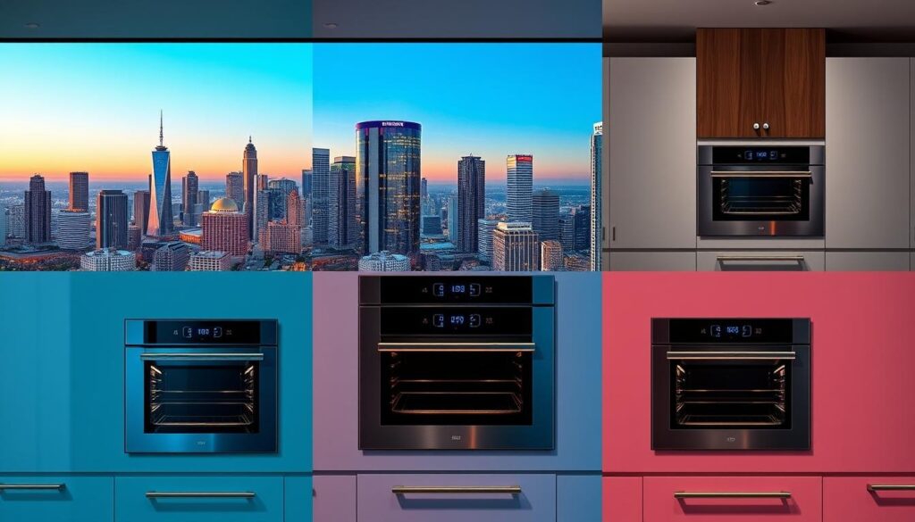 A detailed comparison of built-in oven installation costs across South African regions, showcasing regional variations. Vibrant, color-saturated scene depicting modern kitchens in Johannesburg, Pretoria, Durban, and Cape Town, each with a gleaming built-in oven installed. Precise lighting highlights the ovens and kitchen appliances, creating a sense of depth and realism. The composition balances wide establishing shots of each city's skyline with close-ups of the oven installations, allowing viewers to appreciate both the regional context and the specific cost details. An authoritative, analytical tone conveys the informative nature of the image, designed to complement the article's section on built-in oven installation pricing across South Africa. A detailed comparison of built-in oven installation costs across South African regions, showcasing regional variations. Vibrant, color-saturated scene depicting modern kitchens in Johannesburg, Pretoria, Durban, and Cape Town, each with a gleaming built-in oven installed. Precise lighting highlights the ovens and kitchen appliances, creating a sense of depth and realism. The composition balances wide establishing shots of each city's skyline with close-ups of the oven installations, allowing viewers to appreciate both the regional context and the specific cost details. An authoritative, analytical tone conveys the informative nature of the image, designed to complement the article's section on built-in oven installation pricing across South Africa.